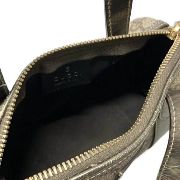 Auth GUCCI GG Plus/GG Supreme 190400 Dark Brown Beige Bronze PVC Leather Handbag - Picture 5 of 11